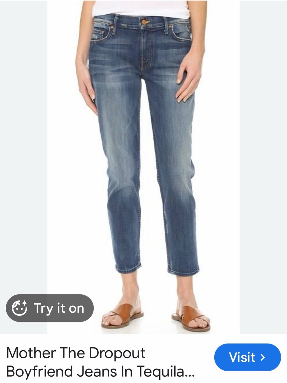 MOTHER Dropout Boyfriend Jeans - Medium Blue Wash- Size 30